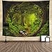 Tushelia Forest Nature Tree Cave Wall Hanging - Misty Forest Stream Through Rainforest Landscape Jungle Creek Psychedelic Tapestry for Living Room