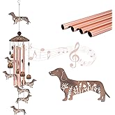 Dachshund Wind Chimes for Outside, Metal Wiener Dog Gifts for Women/Men, Doxie Mom Birthday Memorial Windchimes Outdoors, Funny Dog Lover Garden Decor for Patio Yard, Durable Pet Loss Sympathy Gift