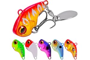 Dyxssm VIB Fishing Spoons Metal Sinking Lures Hard Tail Spinners with Treble Hooks for Freshwater Saltwater (Pack of 5)