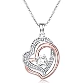WTYIM Moissanite Diamond Heart Necklaces for Women Love Heart Pendant 18K Gold Plated 925 Sterling Silver Diamond Heart Necklace Birthday Anniversary Christmas Valentines Day Gifts for Her Mom Wife, 18+2 Inch