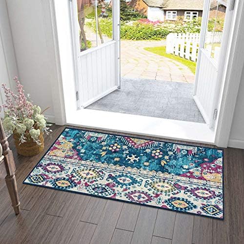 KSANA Patchwork Area Rug 8mm Pile Height with Jute Backing Multi-Color Carpet for Living Room, 2'2" x 4', Collection-8