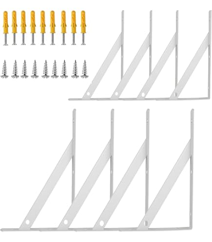 8x12 Heavy-Duty Steel Shelf Brackets - 1000lb Capacity, White Pair