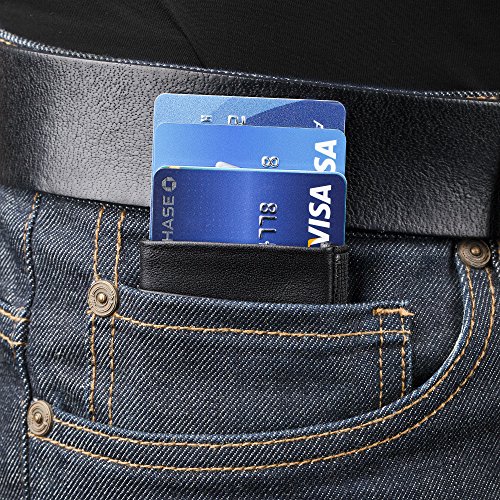 Slim Wallet Leather and Elastic Minimalist Credit Card Sleeve Gifts for Dad