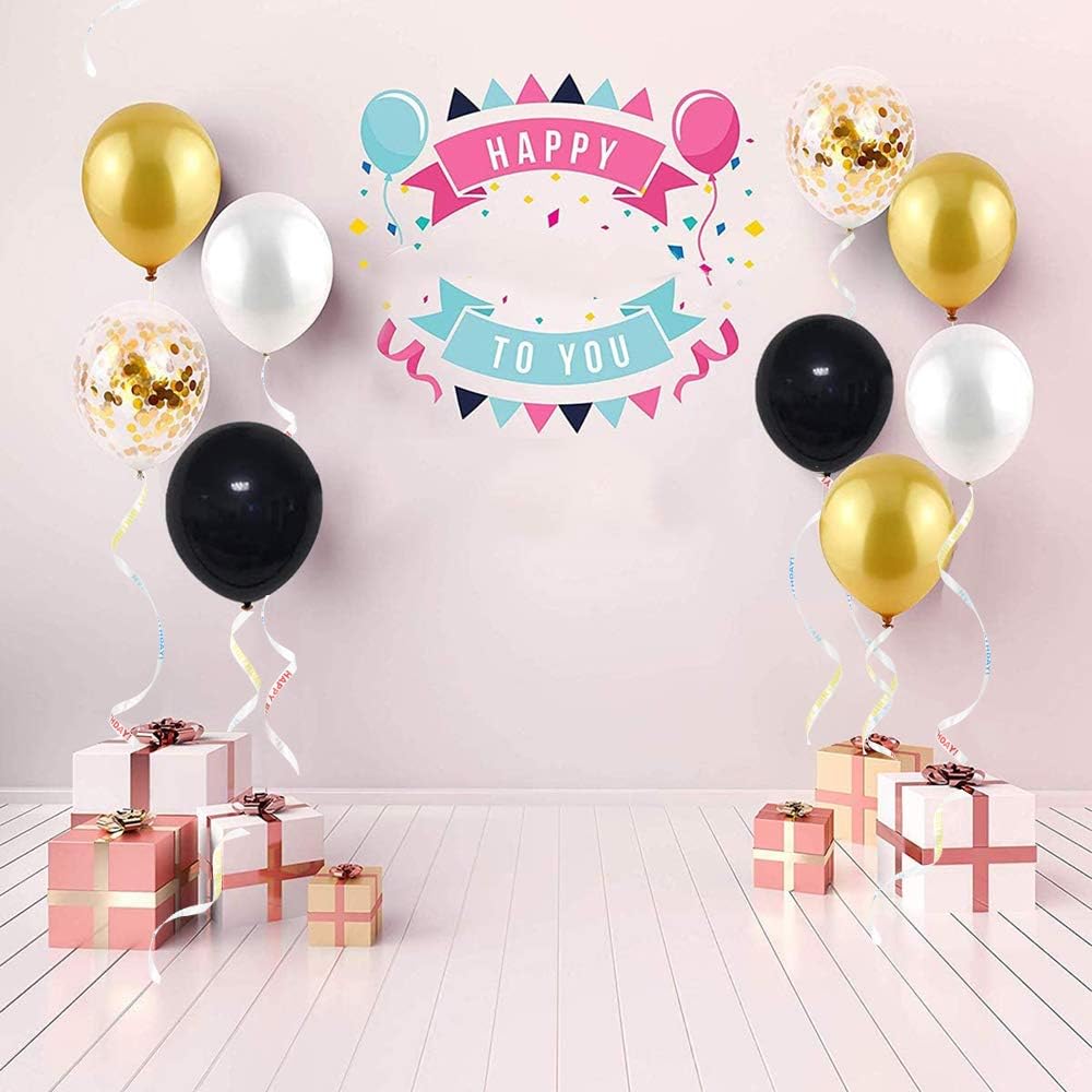 500 Yards Happy Birthday Printed Crimped Curling Ribbon Balloon String Roll Gift Wrapping Ribbon for Party Festival Art Craft Decor Florist Flowers Decoration Supplies: Health & Personal Care
