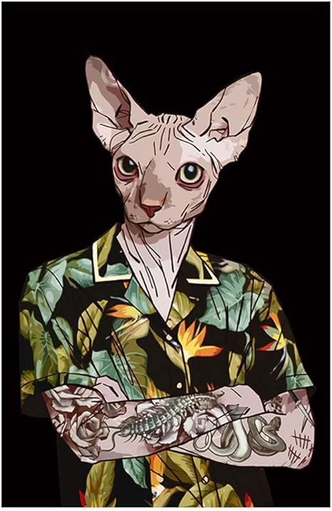 No Brand Tres Cool Tattoo Hairless Tapisseries Chat Serie Cartoon Fond Noir Hanging Mur Tissu Decoration Drapeau Tapisserie For Les Hommes 0228 Size 125 190cm Amazon Fr Cuisine Maison