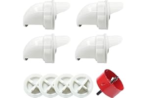 GENERIC MAFONE DIY Chicken Feeder No Waste,Mess Cups Kit for Gravity Automatic Chickens Bucket Feeder Fit for Buckets, Barrels, Bins,Troughs,Rain Proof Poultry Feeder Port(4 White Ports,1 Hole Saw)