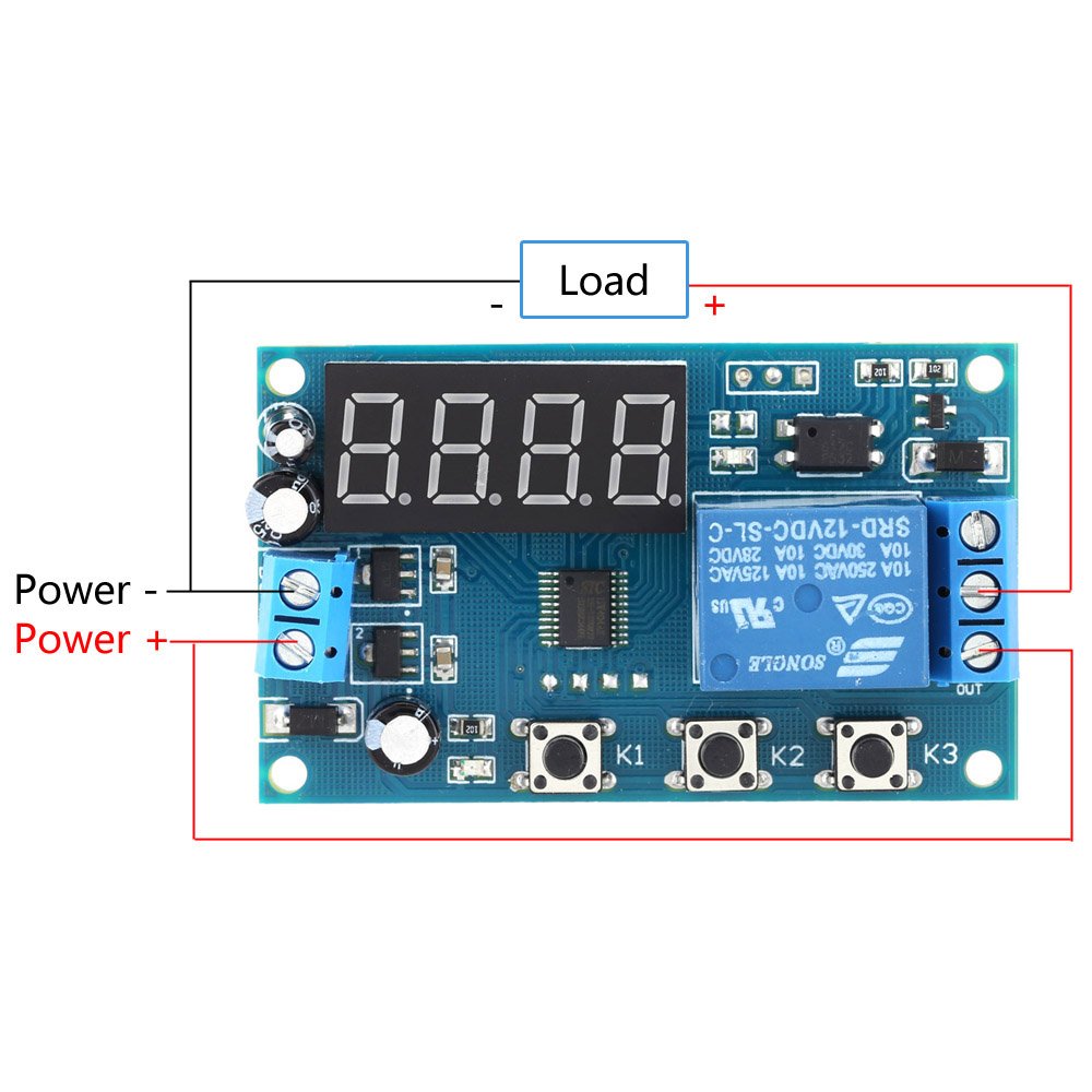 KKmoon DC 12V 24V Multifunction Delay Time Module Switch Control Relay Cycle Timer with Digital LED Display (DC 12V)
