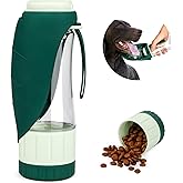 TIOVERY Upgraded Dog Water Bottle, Portable Dog Cat Puppy Pet Water Dispenser Feeder with Drinking Cup and Food Container Leak Proof for Outdoor Walking, Travel, Hiking 12OZ