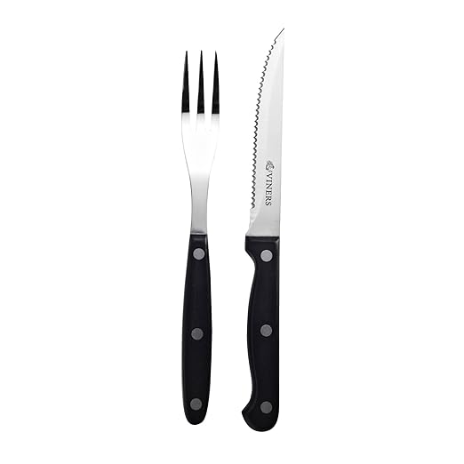 Viners Steak Knife and Fork Set Gift Box, Stainless Steel, Silver, 32 x