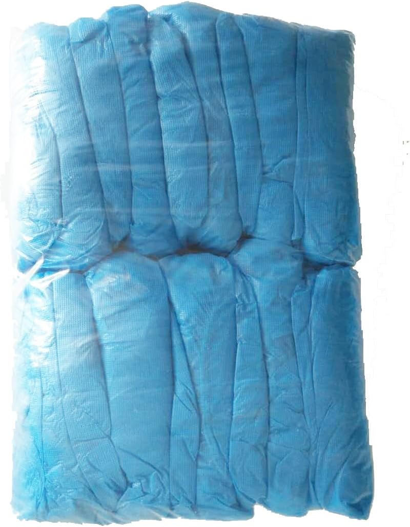MUEEN Blue CPE Disposable Shoe Covers Boot Covers (100 Packs) 2.5g per pack