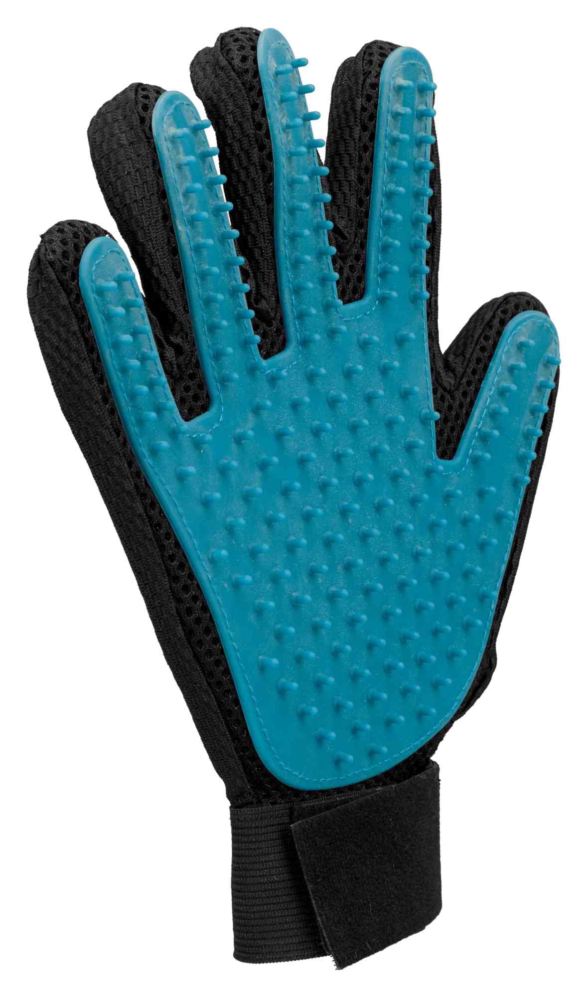TRIXIE grooming glove for dogs - stimulates blood circulation - removes loose hair - also for sensitive animals - black/blue - 16 x 24 cm - 23393
