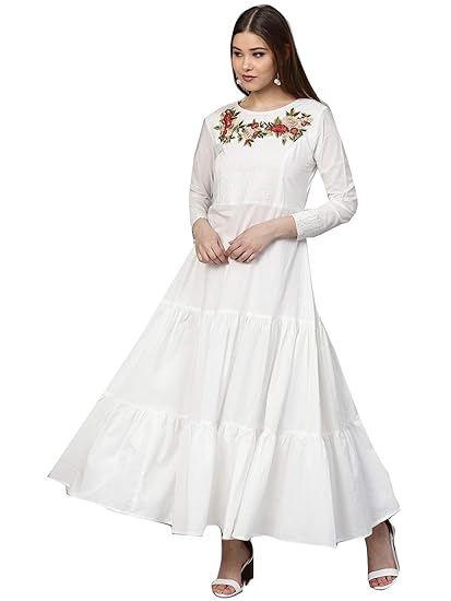 white embroidered anarkali