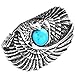Men's Vintage Gothic Tribal Biker Large Eagle with Turquoise Stainless Steel Ring Band Silver Black Blue Size 11