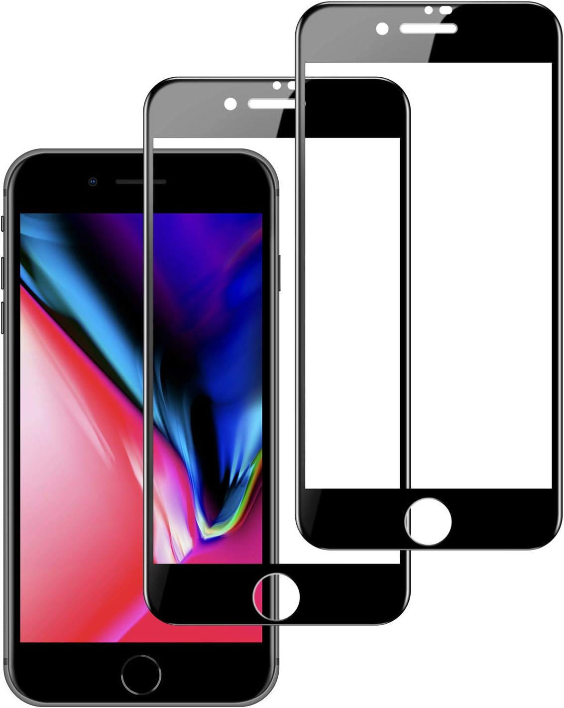 Fozalla Screen Protector 6D Tempered Glass (2 Packs), High Clear, Anti Impact Scratch and Fingerprint Compatible for iPhone 7 plus / 8 plus