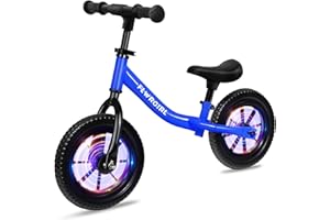 Flwrgirl Balance Bike 2 Year Old,Colorful Lighting Toddler Balance Bike 2 3 4 5 Year Old,Adjustable Height Toys for Ages 2-4 Boys Girls,12 Inch 2 3 4 Year Old Boy Girl Birthday Gift