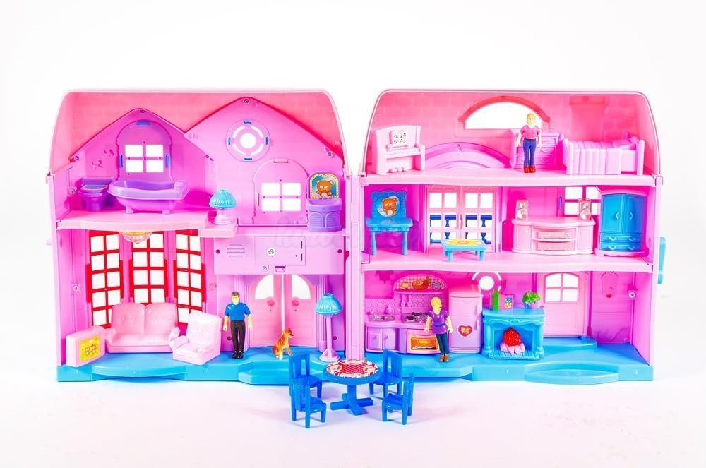Home Set Dolls house Furniture Door Bell Light Sound Girls Toy KP4503