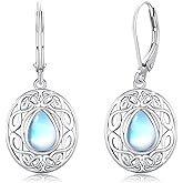 MEDWISE Moonstone Drop Earrings Women 925 Sterling Silver Celtic Earrings Moonstone Celtic Knot Hypoallergenic Jewelry for Mom Women Birthday