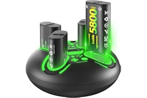 Shirble Charger for Xbox One Controller Battery Pack with 4x5800mWh USB Rechargeable Xbox One Battery Charger Station for Xbox Series X|S, Xbox One S/One X-Xbox One Accessories (2600mAh=5800mWh)