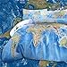 Sleepwish World Map Bedding Duvet Cover Set for Kids Vivid Printed Childrens Bedding Full Size Bedspread