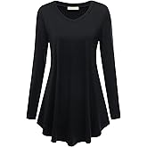 BAISHENGGT Women's Casual Long Sleeve Tunic Tops for Leggings V-Neck Blouse T-Shirt