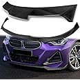 W-POWER, 4PCS Front Bumper Lip & Carbon Fiber Rear Window Roof Spoiler Wing Compatible with 2022-2025 BMW (G42) 2-Series 220i 230i M240i M-Sport Bumper Only (Unpainted Black Lip)