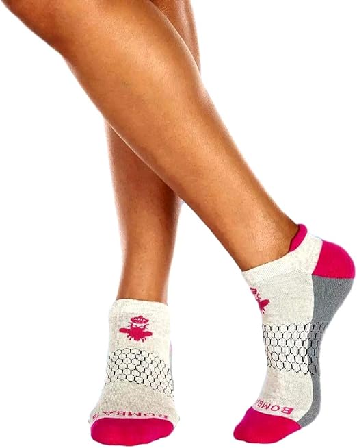 Bombas Womens Originals Ankle Socks, (Grey/Pink) (Large, Grey/Pink) at Amazon Women’s Clothing store