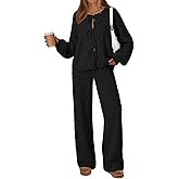 LILLUSORY Womens Lounge Sets 2 Piece Tie Front Oversized Sweater Airport Travel Winter Outfits 2025 Fall Matching Sweatsuit