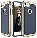 iPhone 7 Case, E LV iPhone 7 - Hybrid [Scratch/Dust Proof] Armor Defender Slim Shock-Absorption Bumper Case for Apple iPhone 7 - [DARK BLUE/GOLD]
