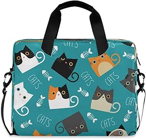 CCDMJ Laptop Case Cute Animal Cat Fish Laptops Sleeve Shoulder Messenger Bag Briefcase Notebook Computer Tablet Bags with Strap Handle for Women Man Boys Girls 16 Inch