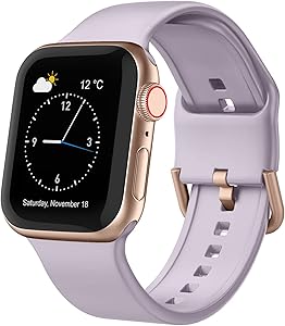 Adepoy Compatible with Apple Watch Bands 40mm 38mm, Soft Silicone Sport Wristbands Replacement Strap with Classic Clasp for iWatch Series SE 6 5 4 3 2 1 for Women Men, Lavender-Grey 38/40mm