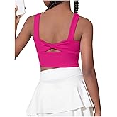 WDIRARA Girl's Twist Back Sports Bras Backless Tank Top Workout Sports Shirts for Gym