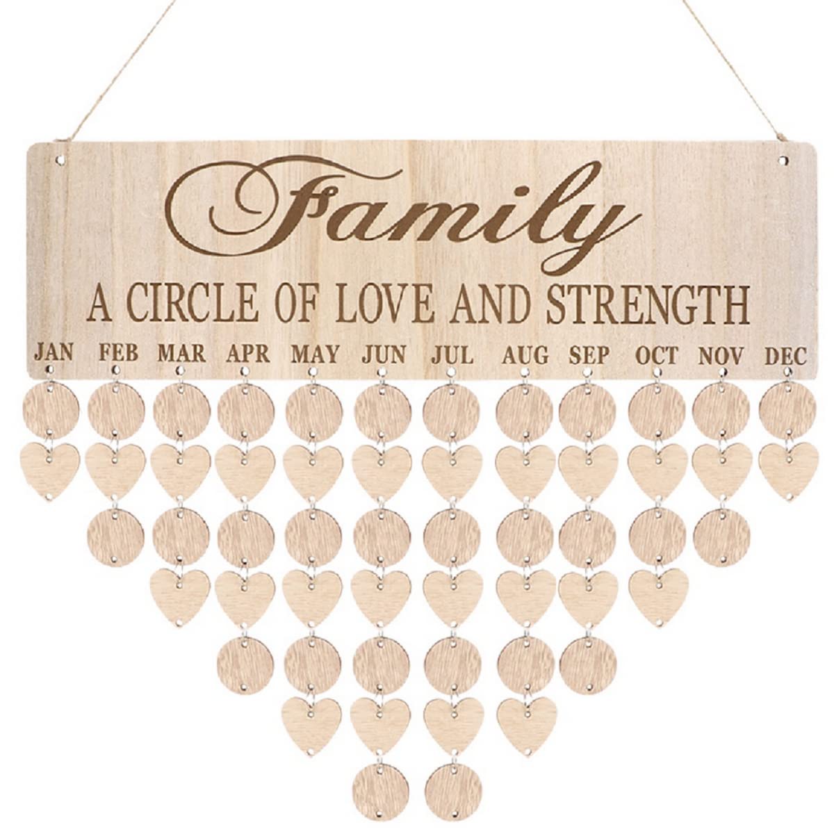 BESPORTBLE Wooden Birthday Calendar Wall Hanging, Family Reminder Plaque for Anniversaries & Important Dates, DIY Personalised Perpetual Tracker Board for Home Decor