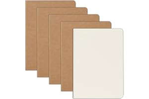 ZCZN 5 Pack A5 Kraft Notebooks Bulk, 8.15x5.5 Inches Blank Journaling Notebooks, Notebooks for Work, Composition Notebooks for School, Journal notebooks for kids, 60 Pages