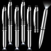 Chinco 5 Pieces Stylus Pen with Light, 3 in 1 LED Lighted Touch Pen, Black | Ballpoint for Writing in the Dark, Touchscreen Stylus Tip, LED Flashlight for Notes, Portable Multifunction Tools