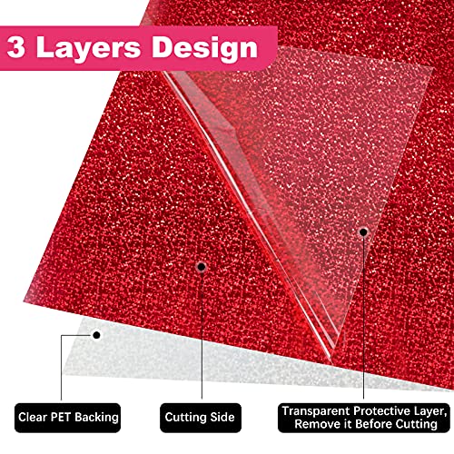 HTVRONT Holographic Sparkle Adhesive Vinyl, 12" x 10ft Glitter Vinyl Permanent Adhesive Vinyl