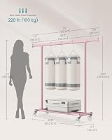 SONGMICS Clothes Rack on Wheels Heavy Duty 100kg Extendable Rail 92-132cm view 6