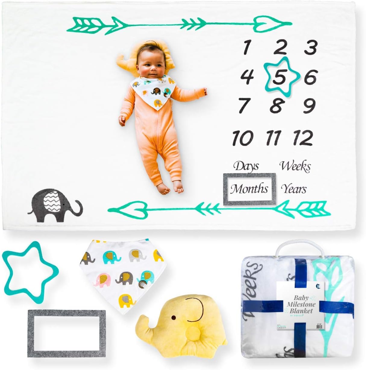elephant milestone blanket
