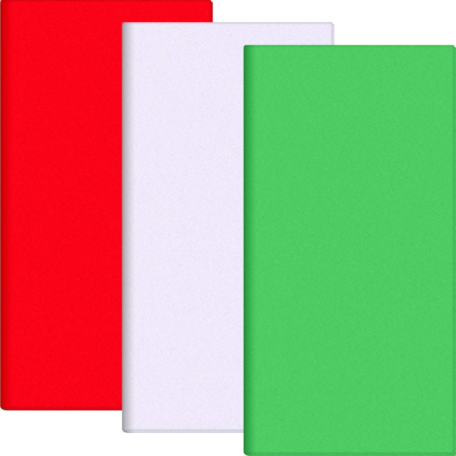 HENMI 180 Sheets Mixed Colors Tissue Paper Gift Wrap Wrapping Paper Sheets（50X50Cm) Easy and Fast Gift Wrapping Accessory for Christmas Birthday/Wedding Hand-Make DIY- Green,Red,White