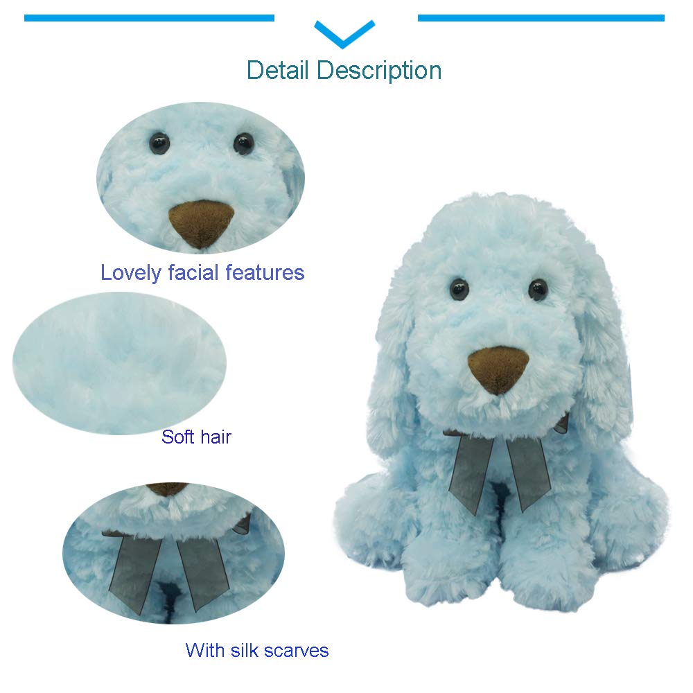 DORE Poodle Plush Animals Stuffed Dogs Flopsie Lovey Toy Light Blue Brown 11\'\'