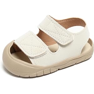 Vecull Baby Protective Toe Summer Sandals for Boys Girls Non-Slip Soft Sole Infant Toddler First Walking Shoes 6-24 Months