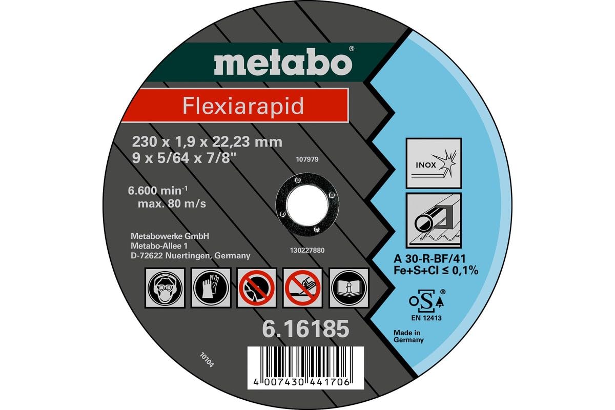 Metabo 616183000 Flexiarapid Stainless Steel Disc, 0 V, Green, 150 x 1.6 x 22.2 mm