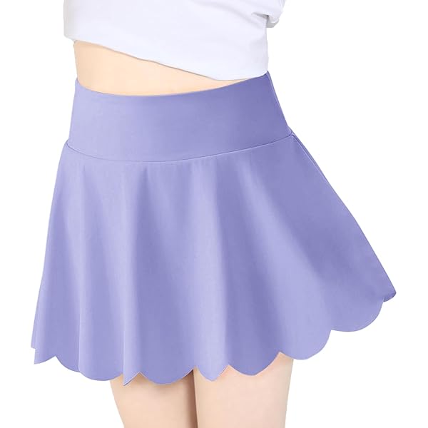 School Uniform For Girls Girls' Gradient Print Skorts With Built-in Shorts | High Waisted Adjustable Skater Skirt For School & Play White Age 5-6 Years Girls Green Skort