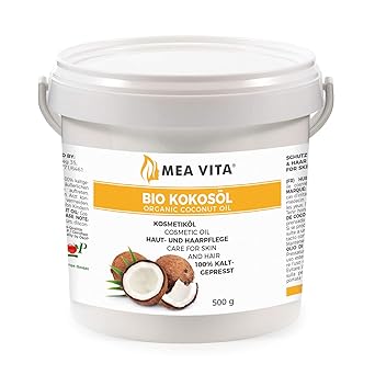 MeaVita Bio Kokosöl, nativ, 100% reines kaltgepresstes Öl, 1er Pack (1 x 500 g)