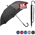 RUMBRELLA Black Hook Handle Umbrella Windproof UPF 50+, j Stick UV Umbrellas Auto Open 54IN