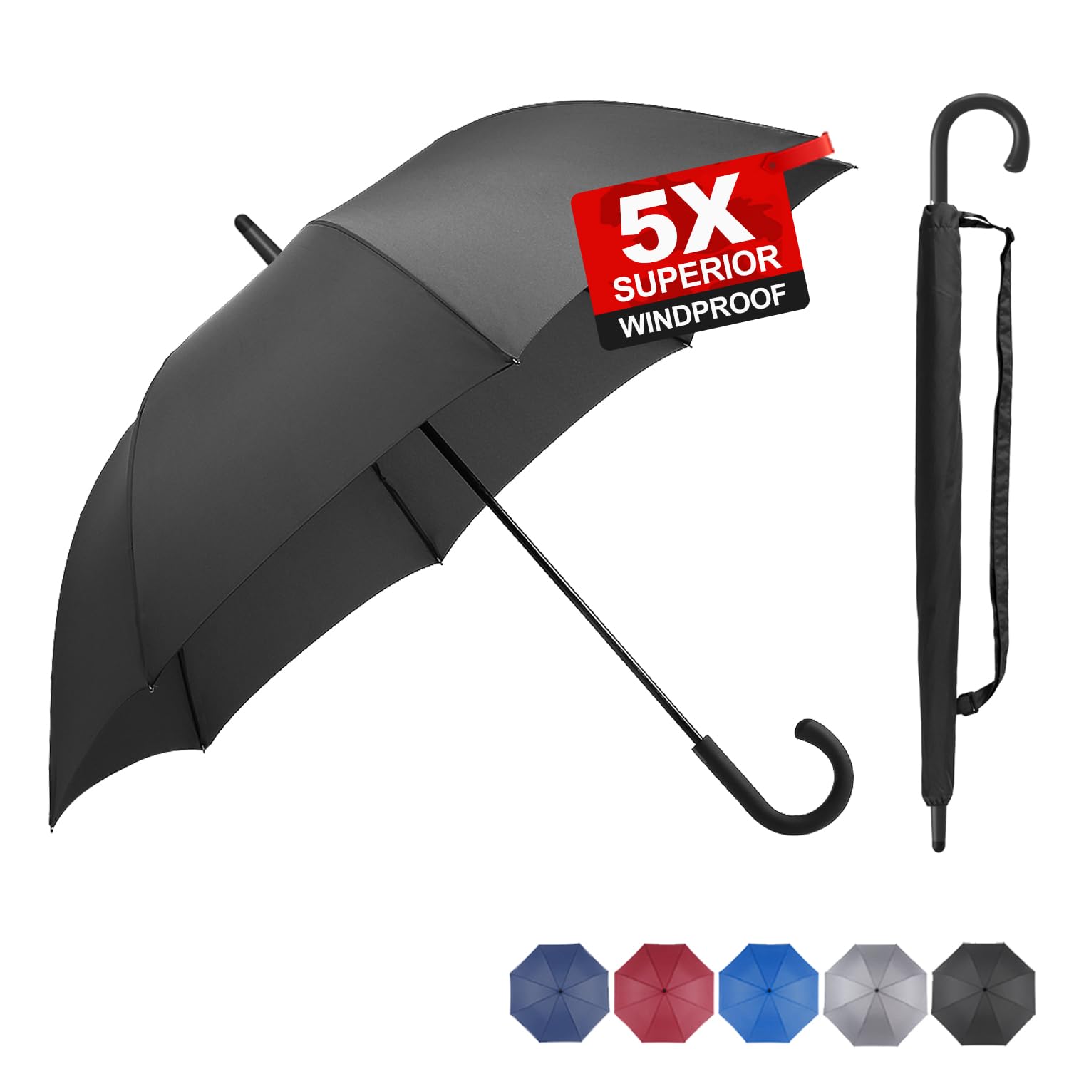 RUMBRELLA Black Golf Umbrellas 54IN Large Oversize Windproof,Auto Open Umbrella for Men and Women