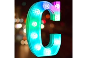 Glintee Light Up Letters Letter Lights - Colorful LED Letters Lights Alphabet for Romantic Valentines Day Night Lights Wedding Birthday Party Home Bar Decor- (Colorful C)