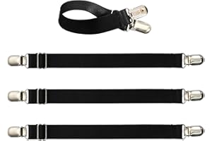 vesaneae 4 Pcs Elastic Garter Belts with Double-Way Clips, 5.5-11 Inch Adjustable Stocking Clip, Multifunction Non-Slip Elast