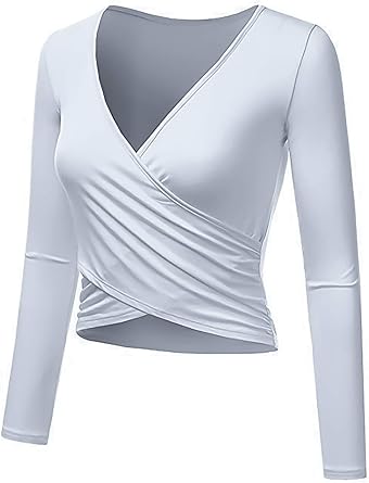 long sleeve v neck workout top