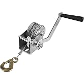 Jack Boss Hand Winch, 600 lbs Pulling Capacity, Boat Trailer Winch Heavy Duty Rope Crank with 23 FT Steel Cable, Manual Operated Hand Crank Winch for Trailer, Boat or ATV Towing
