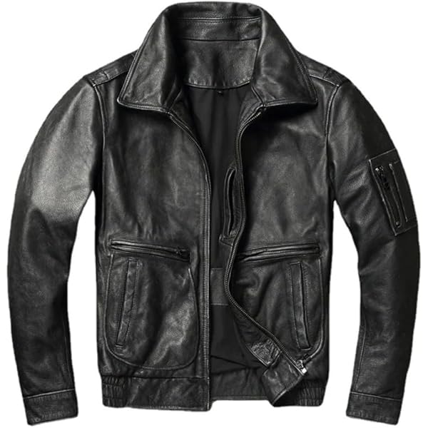 Men's Slim Fit Genuine Cow Leather Motorcycle Jacket with